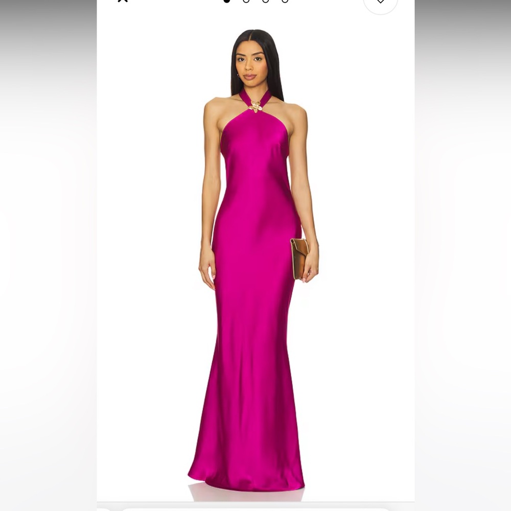Elegant Halter Maxi Dress in Vibrant Pink